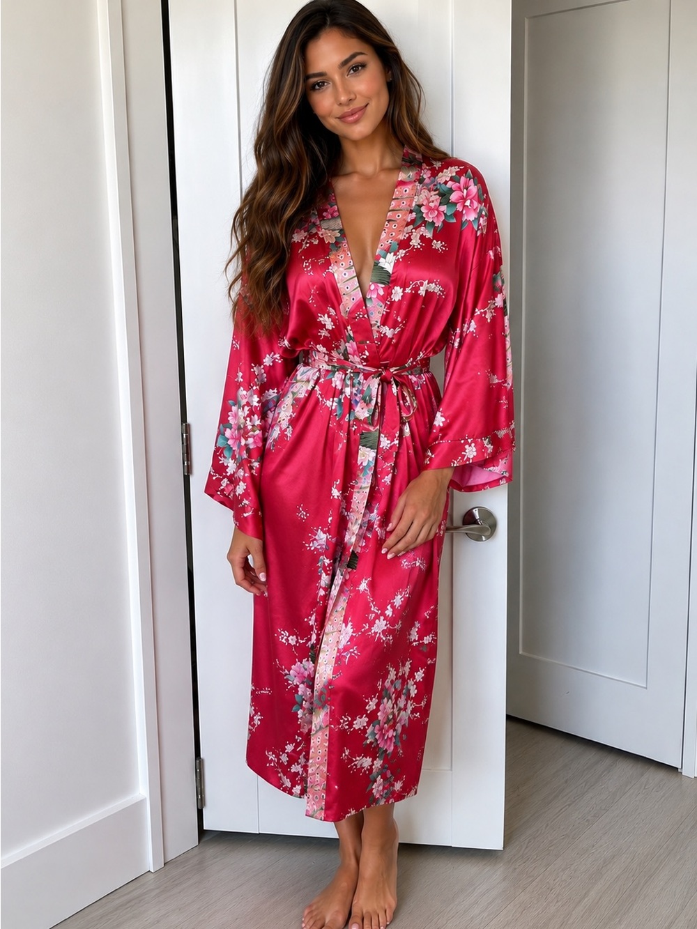 Kimono Robe | Size L | Silk-Feel Wrap Veamin